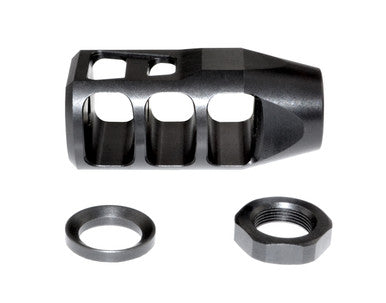 Tanker Style 5/8x24 Muzzle Brake, Black Steel (MZ-18-02-B)