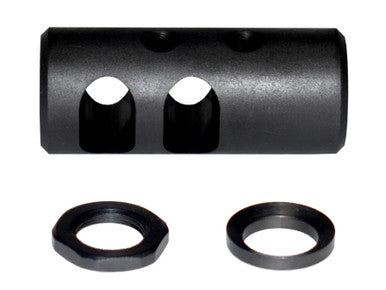 1/2x28 Muzzle Brake, Short, Black Steel - AR-15 (MZ-01S-01-B)