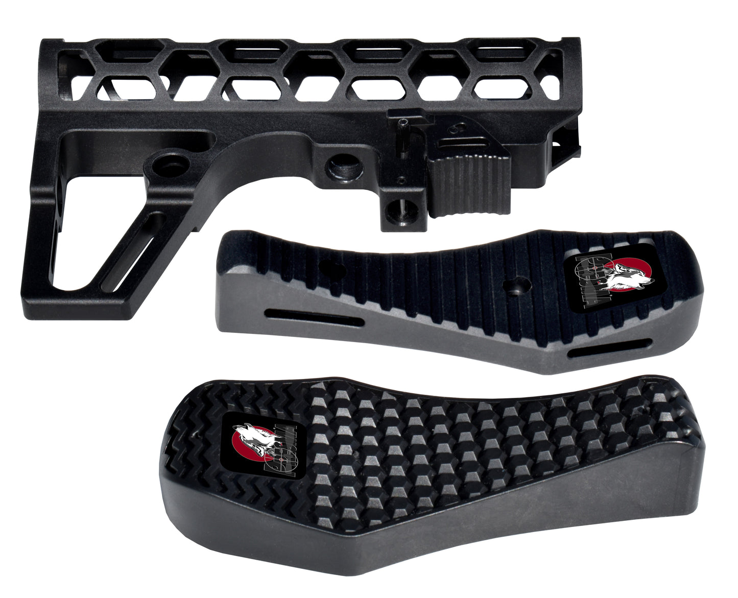 Presma Skeletonized 223/5.56/308 Buttstock for 6 Position Mil-Spec Tube, Black Anodized Aluminum. With Pad [AAST25]