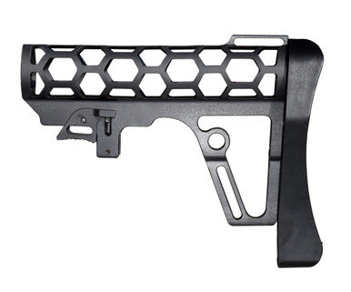 Presma Skeletonized 223/5.56/308 Buttstock for 6 Position Mil-Spec Tube, Black Anodized Aluminum. With Pad [AAST25]