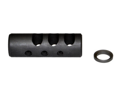 Muzzle Brake Recoil Compensator for 308, 5/8"x24 thread, Black Steel [MZ-01-02-B]