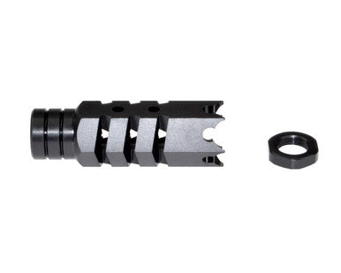 5/8"x32 Shark Muzzle Brake for .358 or 9mm, Steel, Black [MZ-05-04-B]