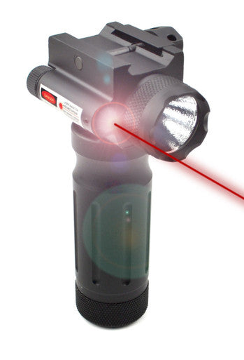 Tactical LED Aluminum Front Grip Flashlight and Red Laser Sight Combo [GPRL01]