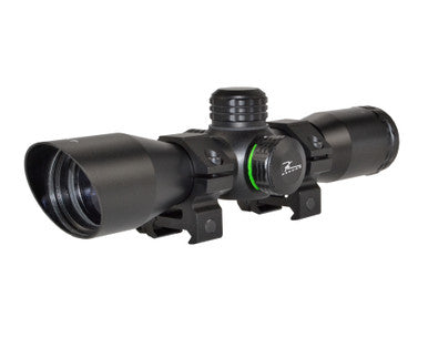 Kexuan 4X32 Compact Scope with Red/Green 5 Line Reticle and 1" Picatinny Scope Rings [KX 4X32MLF-PT]