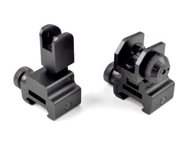 AR Flip-up Backup Sights SET w/ High Profile Front, Aluminum, Black (MFLFS01+MFLRS01)
